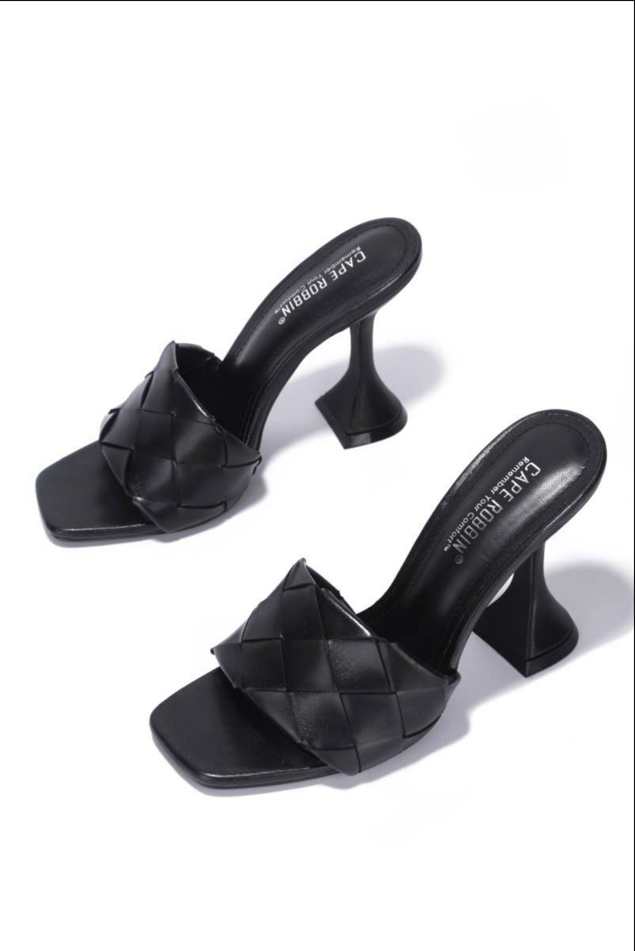 Affection Cape Robin | Basket Weave Square Strapless Heel