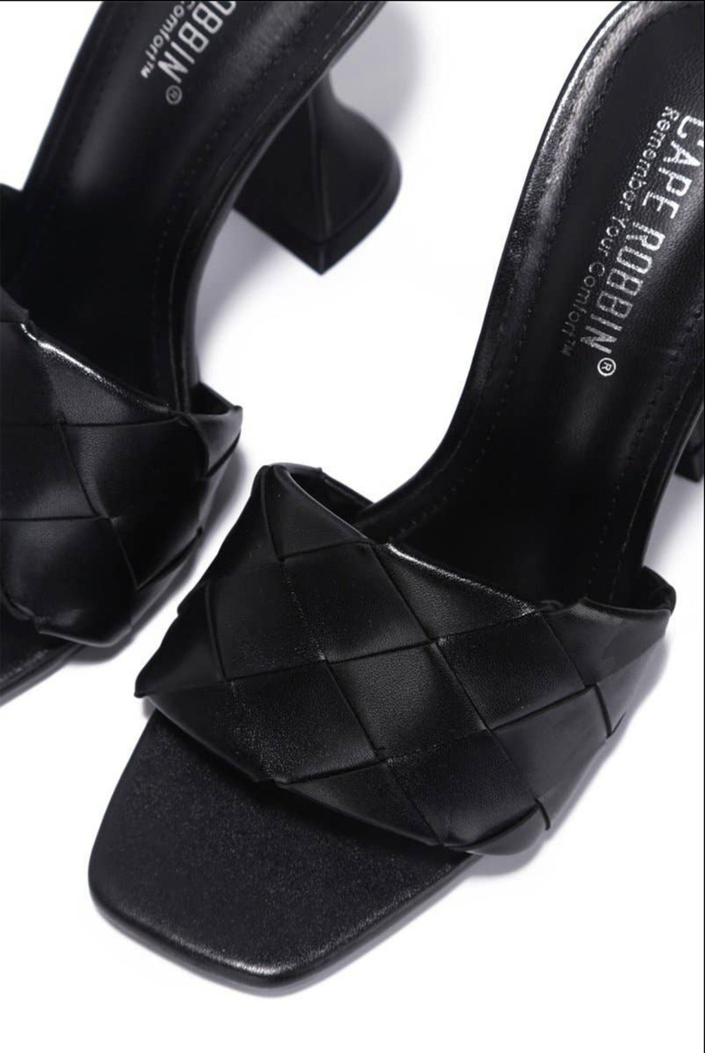 Affection Cape Robin | Basket Weave Square Strapless Heel