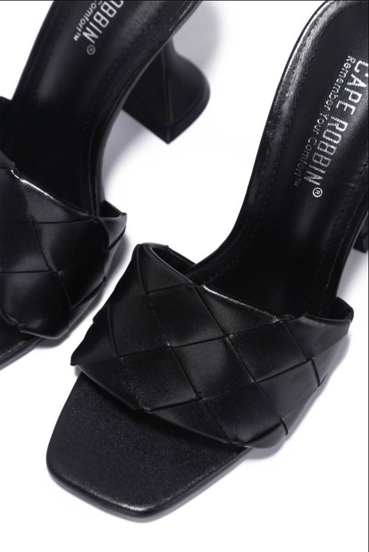Affection Cape Robin | Basket Weave Square Strapless Heel