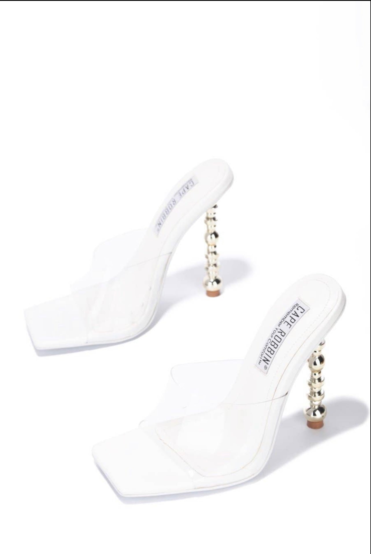 Metro | White Clear Backless Heel