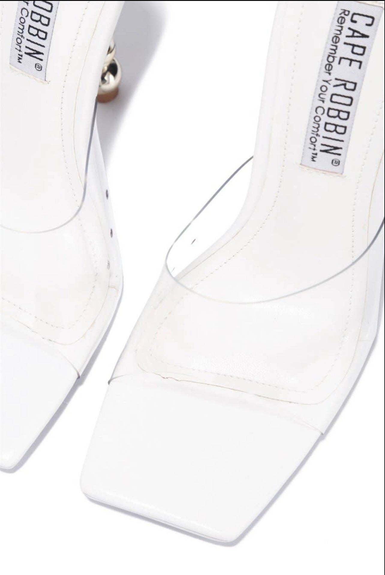 Metro | White Clear Backless Heel