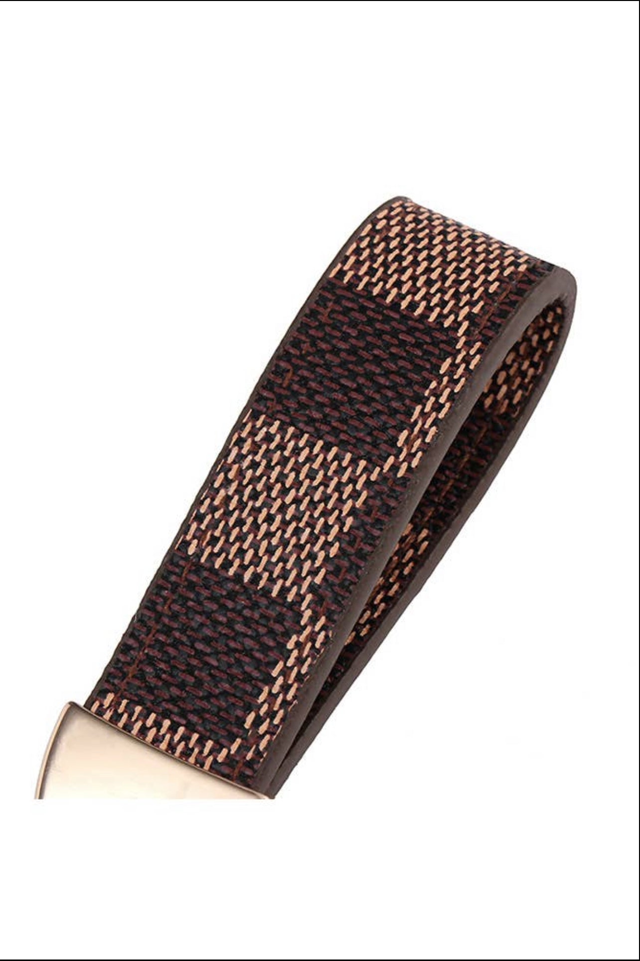Luxury Checkered Keychain with Gold Hardware